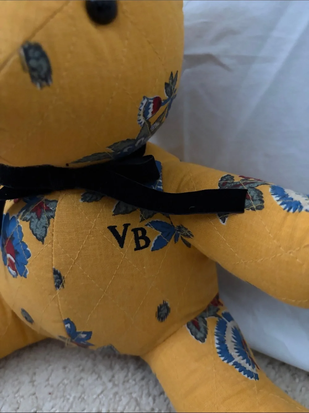 Rare Vintage Vera Bradley French Yellow Floral Paisley Plush Teddy Bear